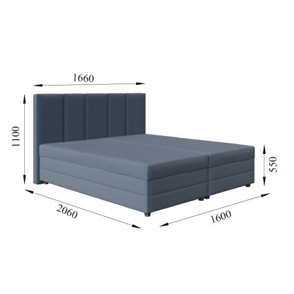 Minkšta lova su spyruokliniu čiužiniu ir sandėliavimo vietos ISABEL 160x200 pilka