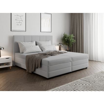 Minkšta lova su spyruokliniu čiužiniu ir sandėliavimo vietos ISABEL 160x200 šviesiai pilka