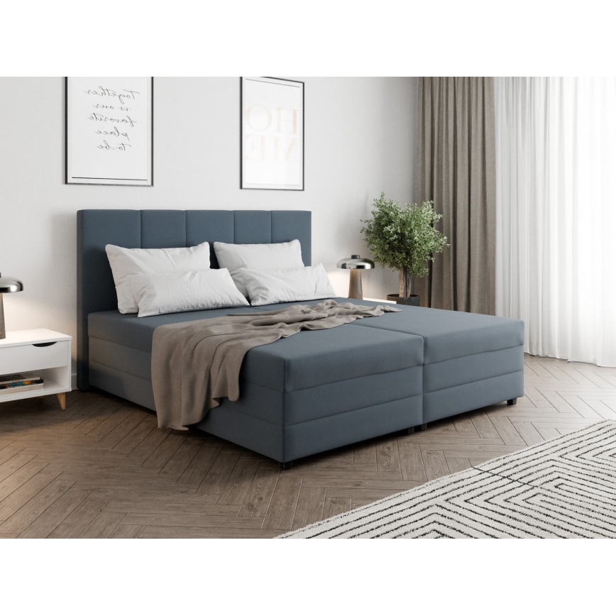 Minkšta lova su spyruokliniu čiužiniu ir sandėliavimo vietos ISABEL 180x200 pilka