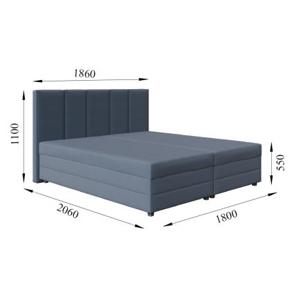 Minkšta lova su spyruokliniu čiužiniu ir sandėliavimo vietos ISABEL 180x200 pilka