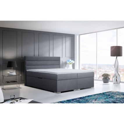 Minkšta lova su sandėliavimo vieta ir matracemi su topper NEW BOLERO 160x200 cm pilka