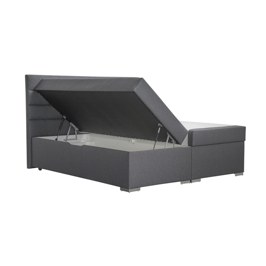 Minkšta lova su sandėliavimo vieta ir matracemi su topper NEW BOLERO 160x200 cm pilka