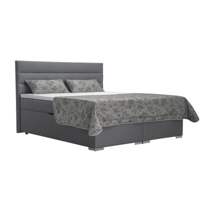 Minkšta lova su sandėliavimo vieta ir matracemi su topper NEW BOLERO 160x200 cm pilka