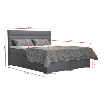 Minkšta lova su sandėliavimo vieta ir matracemi su topper NEW BOLERO 160x200 cm pilka