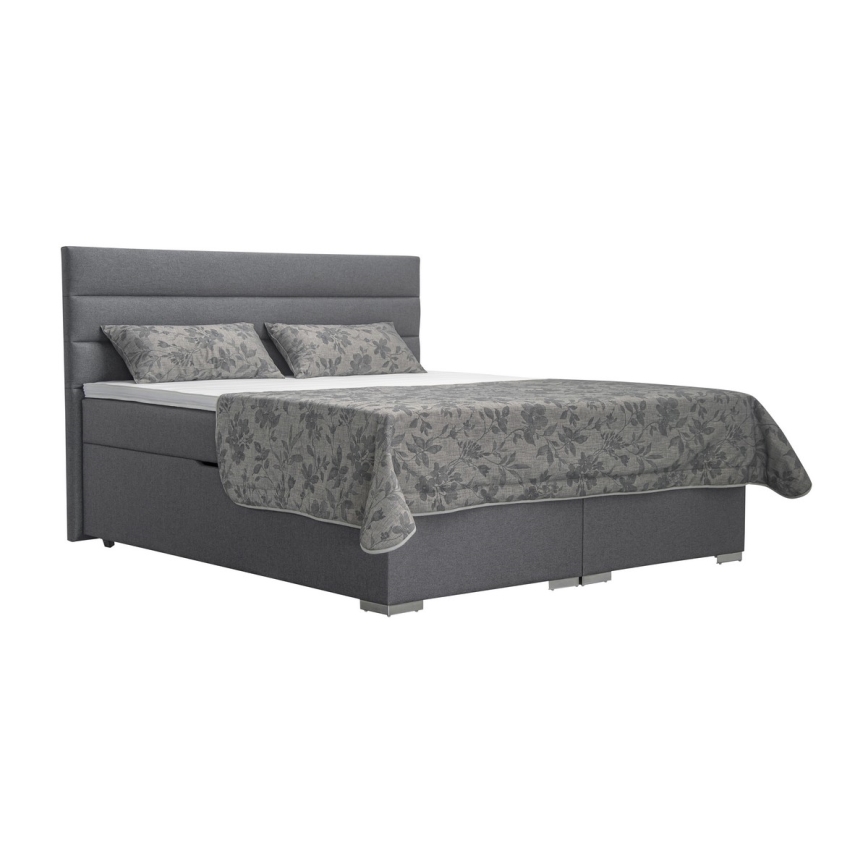Minkšta lova su sandėliavimo vieta ir matracemi Su topper NEW BOLERO 180x200 cm pilka