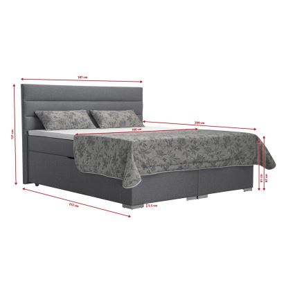 Minkšta lova su sandėliavimo vieta ir matracemi Su topper NEW BOLERO 180x200 cm pilka