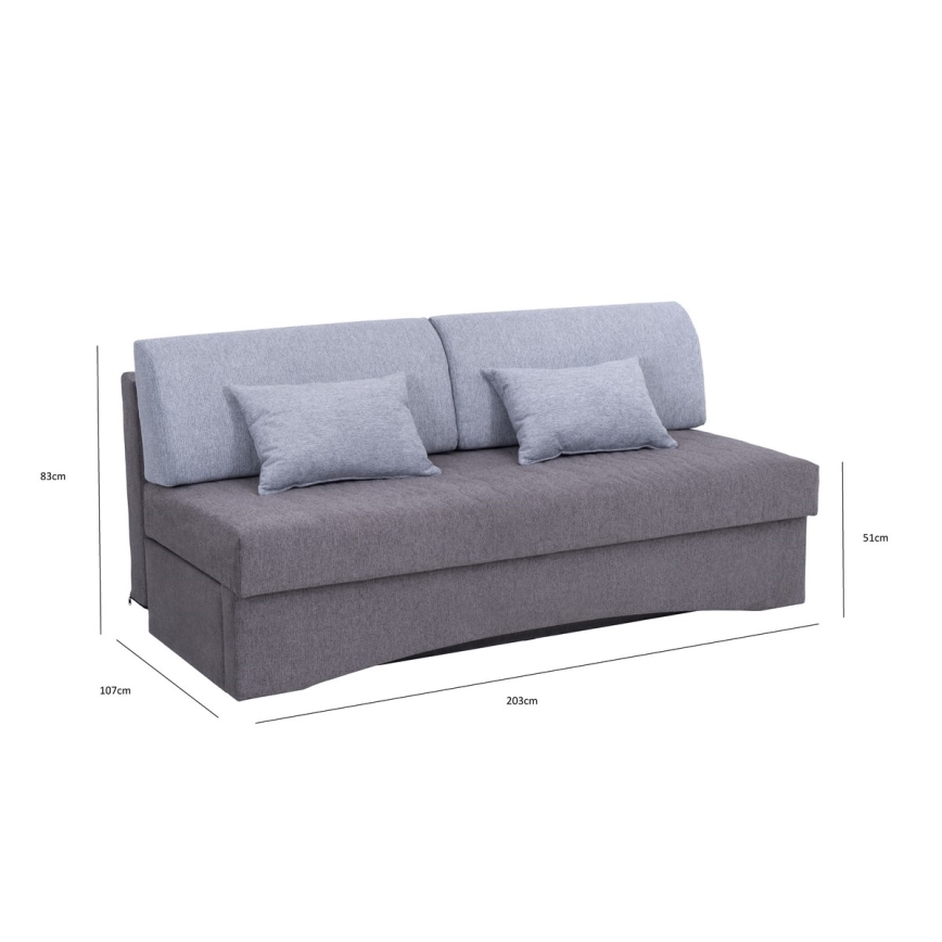 Minkšta sulankstoma sofa be porankių PAUL pilka