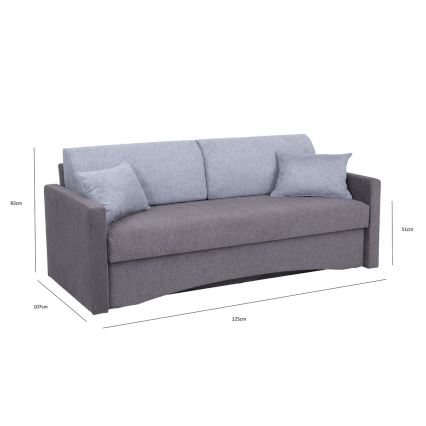 Minkšta sulankstoma sofa su porankiais PAUL pilka