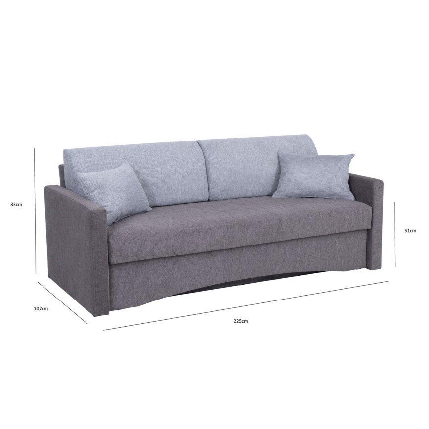 Minkšta sulankstoma sofa su porankiais PAUL pilka