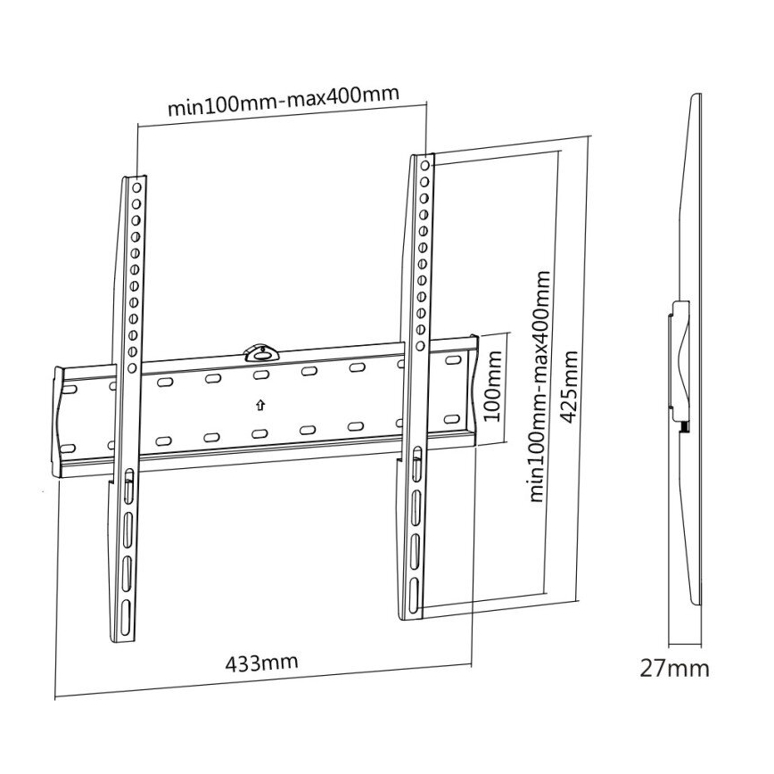 MK FLORIA MKF-17DF441 - Fiksuotas televizoriaus sieninis laikiklis 65" juoda