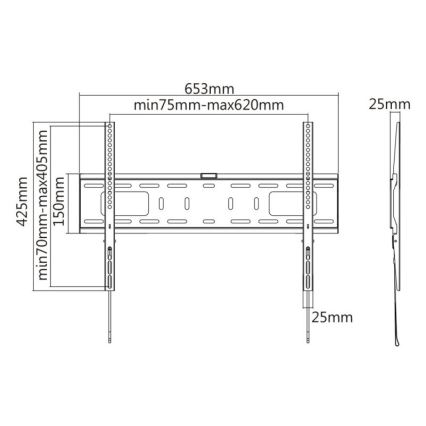 MK FLORIA MKF-17DF641 - Fiksuotas televizoriaus sieninis laikiklis 80" juoda