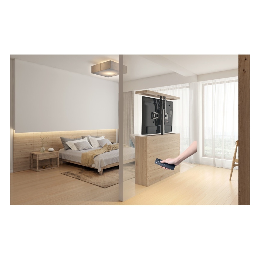 MK FLORIA MKF-19DM648 - Stovas televizoriui 37-65 juodas SCHUKO + nuotolinio valdymo pultas