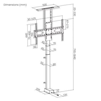MK FLORIA MKF-19DM648 - Stovas televizoriui 37-65 juodas SCHUKO + nuotolinio valdymo pultas