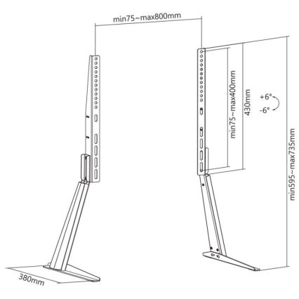 MK FLORIA MKF-21ST841 - Pakreipiamas televizoriaus stovas 32-70“ juoda