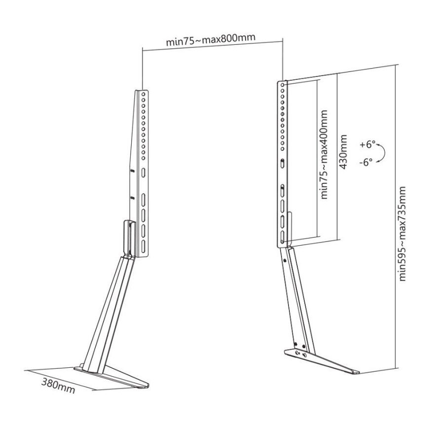 MK FLORIA MKF-21ST841 - Pakreipiamas televizoriaus stovas 32-70“ juoda