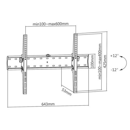 MK FLORIA MKF-23DN640 - Sulankstomas sieninis televizoriaus laikiklis 80" juoda