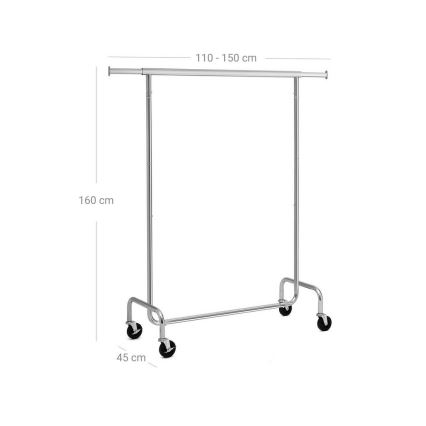 Mobilus drabužių stovas JEAN 110/150x160x45 cm sidabrinė