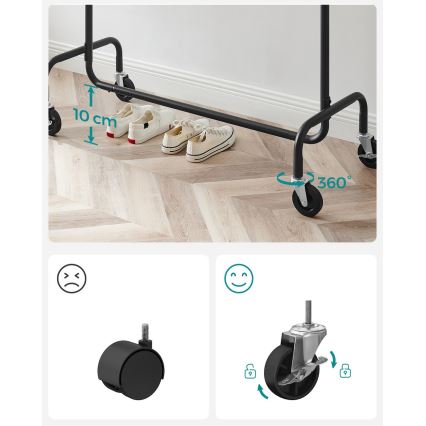 Mobilus rūbų stovas LINEA, juodas