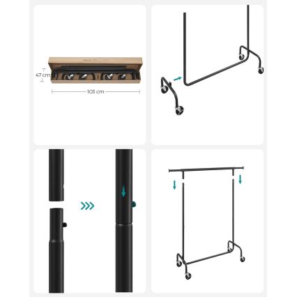 Mobilus rūbų stovas LINEA, juodas