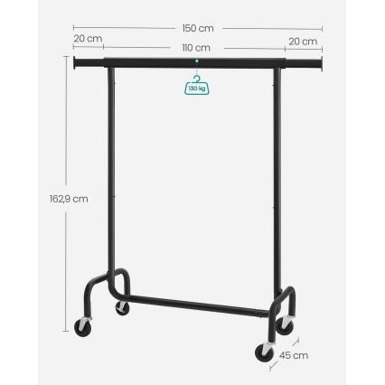 Mobilus rūbų stovas LINEA, juodas