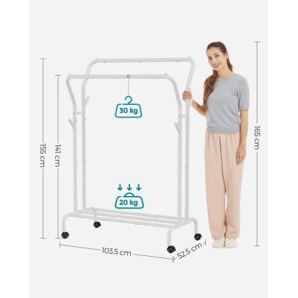 Mobilus stovintis drabužių stovas LINEA, baltas