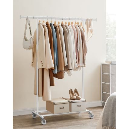 Mobilus stovintis rūbų kabykla LINEA, balta