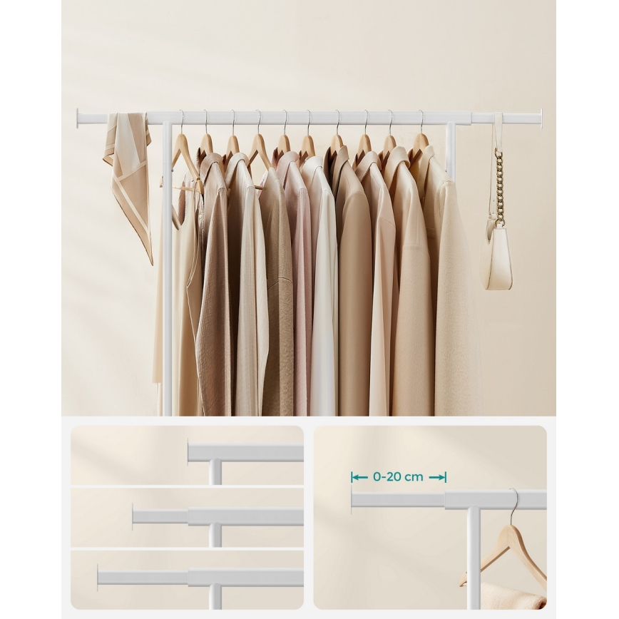 Mobilus stovintis rūbų kabykla LINEA, balta