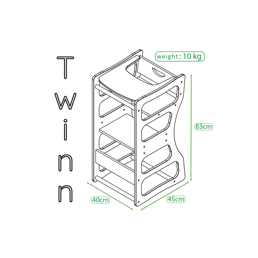Mokomasis bokštelis TWINN 83x45 cm, rudas
