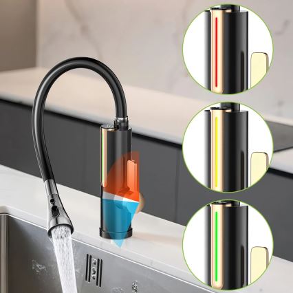 Momentinis vandens šildytuvas su LED ekranu 3000 W/230 V IPX4 juoda/auksinė