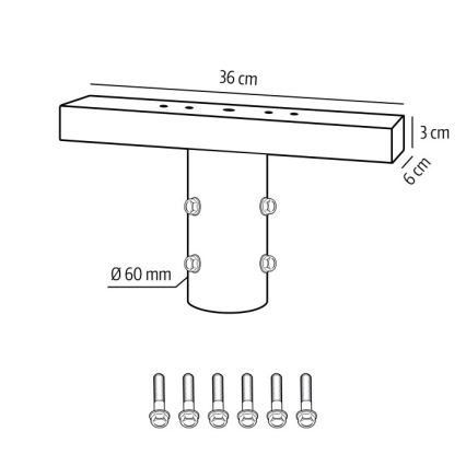 Montavimo laikiklis lauko apšvietimui BASE, skersmuo 60 mm, juodas