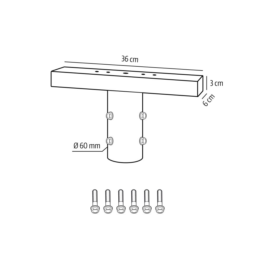 Montavimo laikiklis lauko apšvietimui BASE, skersmuo 60 mm, juodas