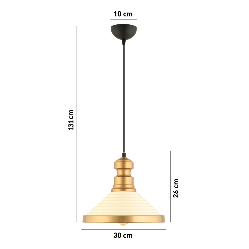 MONZA pakabinama lempa 1xE27/40W/230V, skersmuo 30 cm, kreminė/aukso