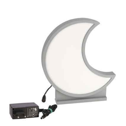MOON LED 12W 230V pilka stalo lempa vaikams, pilka