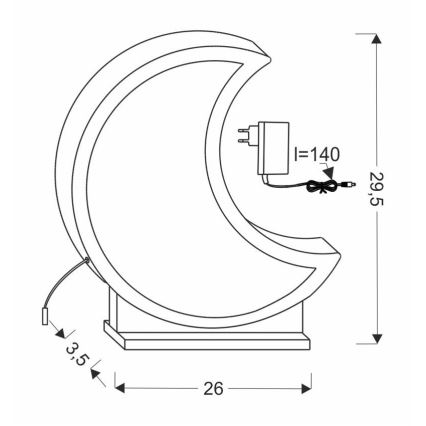 MOON LED 12W 230V pilka stalo lempa vaikams, pilka