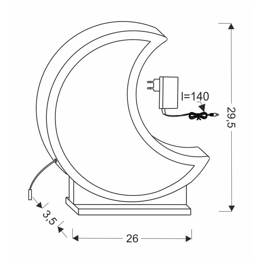 MOON LED 12W 230V pilka stalo lempa vaikams, pilka