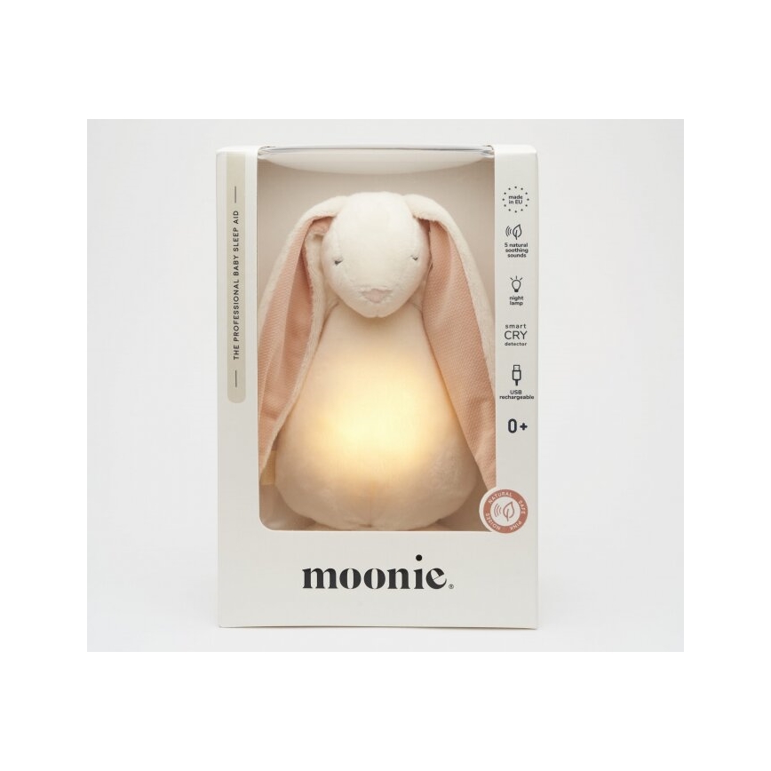 Moonie – Glaustynių draugas su melodija ir šviesa 2.0, triušiukas, švelniai rožinis