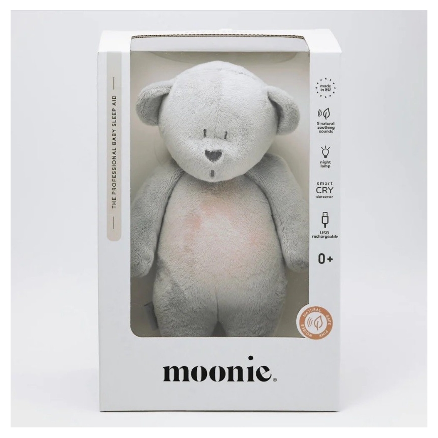 Moonie - Myluojamas draugužis su melodija ir šviestuvu meškutis sidabras