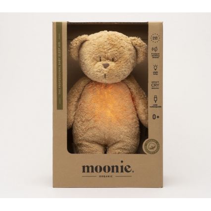 Moonie - Snuggle buddy su melodija ir šviesa meškiukas 2.0 organic cappuccino