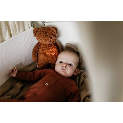 Moonie - Snuggle buddy su melodija ir šviesa meškiukas 2.0 organic caramel