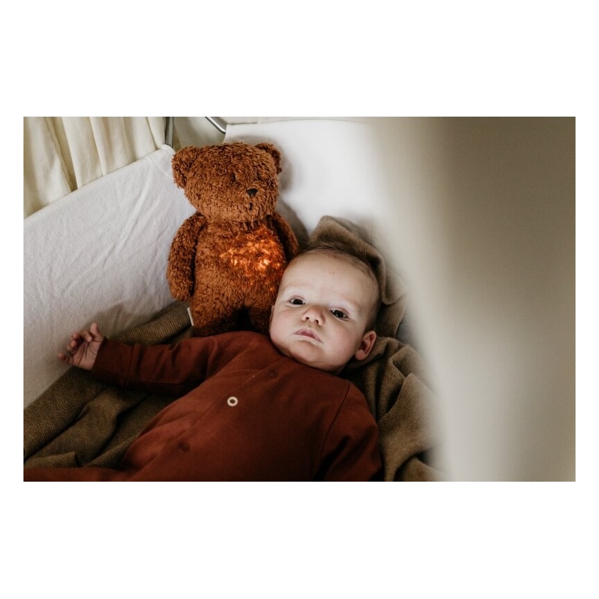Moonie - Snuggle buddy su melodija ir šviesa meškiukas 2.0 organic caramel