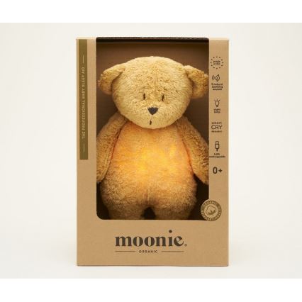 Moonie - Snuggle buddy su melodija ir šviesa meškiukas 2.0 organic medaus juostelės