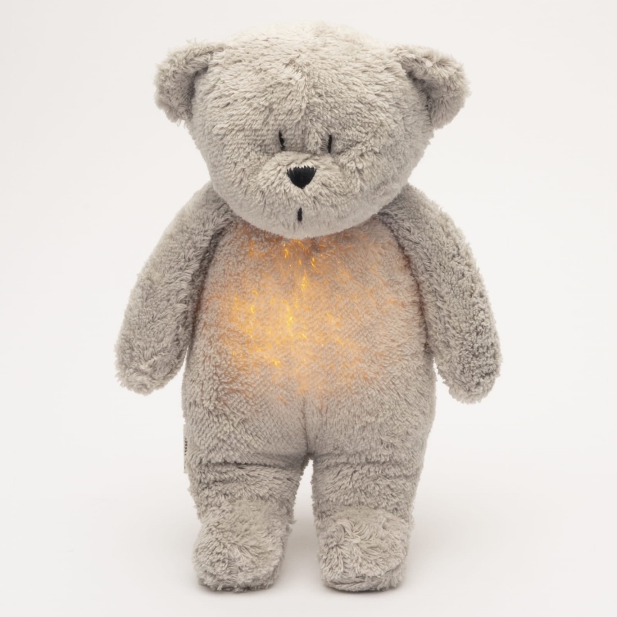 Moonie - Snuggle buddy su melodija ir šviesa meškiukas 2.0 organic pilka