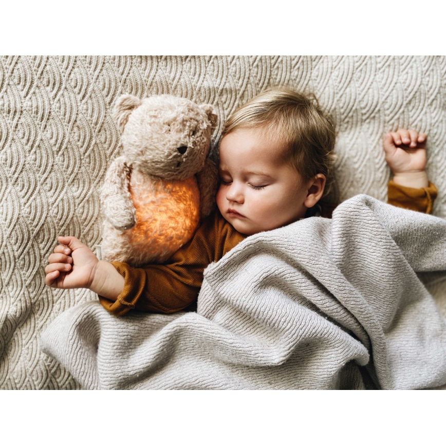 Moonie - Snuggle buddy su melodija ir šviesa meškiukas 2.0 organic pilka
