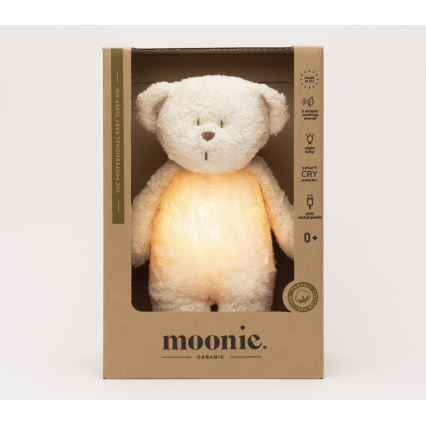 Moonie - Snuggle buddy su melodija ir šviesa meškiukas 2.0 organic polar