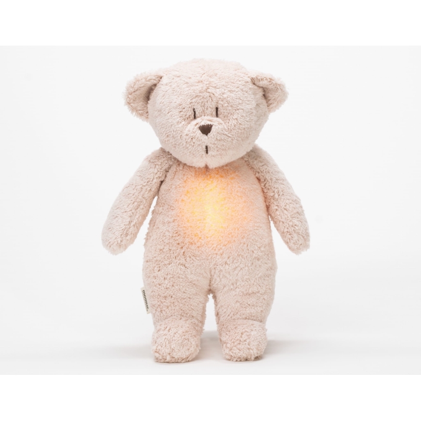 Moonie - Snuggle buddy su melodija ir šviesa meškiukas 2.0 organic rožė