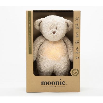 Moonie - Snuggle buddy su melodija ir šviesa meškiukas 2.0 organic Smėlis
