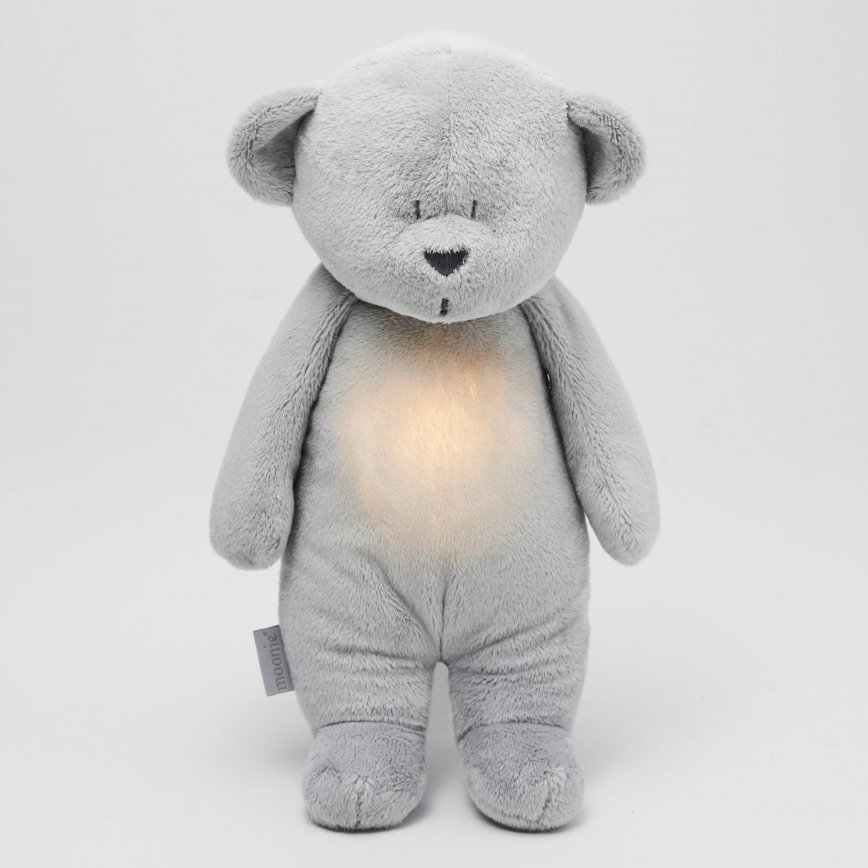 Moonie - Snuggle buddy su melodija ir šviesa meškiukas 2.0 sidabras