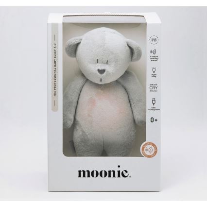Moonie - Snuggle buddy su melodija ir šviesa meškiukas 2.0 sidabras