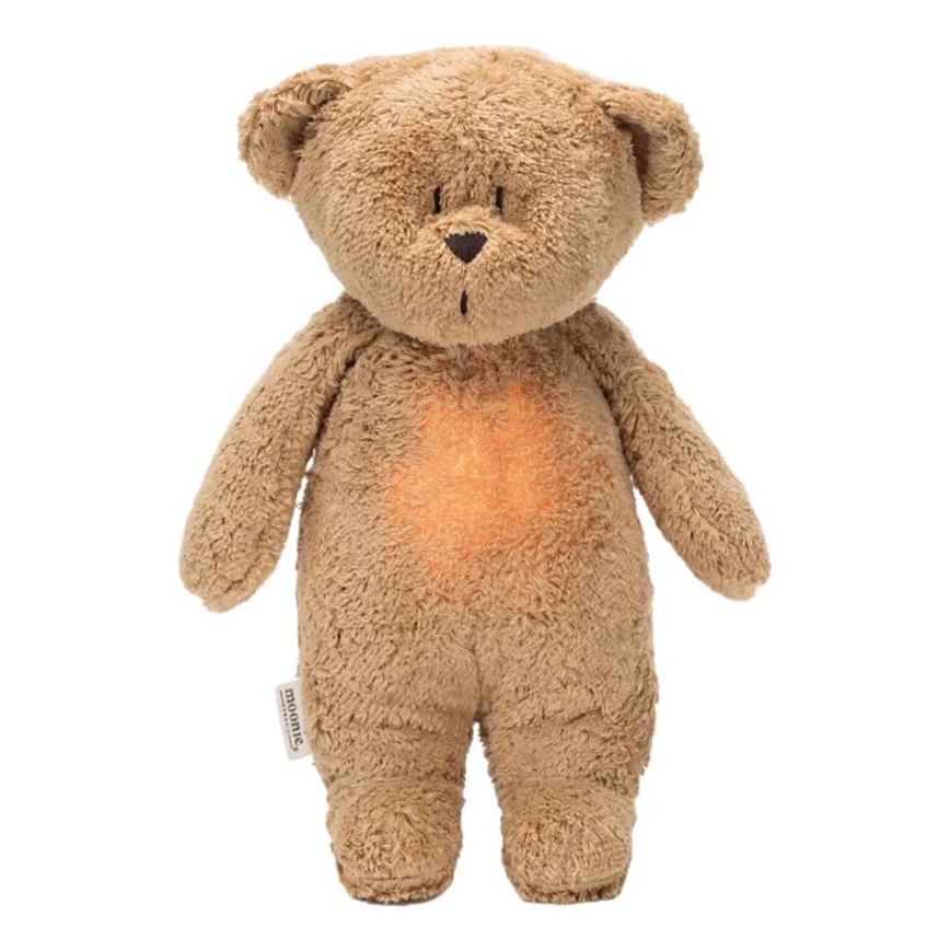 Moonie - Snuggle buddy su melodija ir šviesa meškiukas organic cappuccino natur