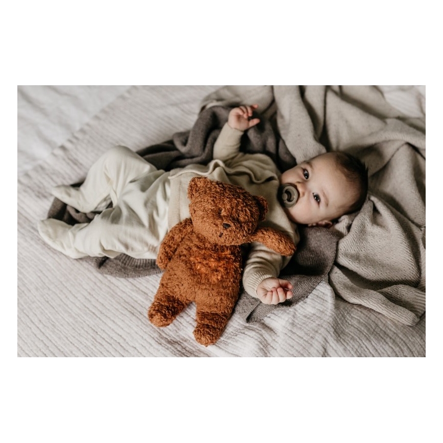 Moonie - Snuggle buddy su melodija ir šviesa meškiukas organic caramel natur